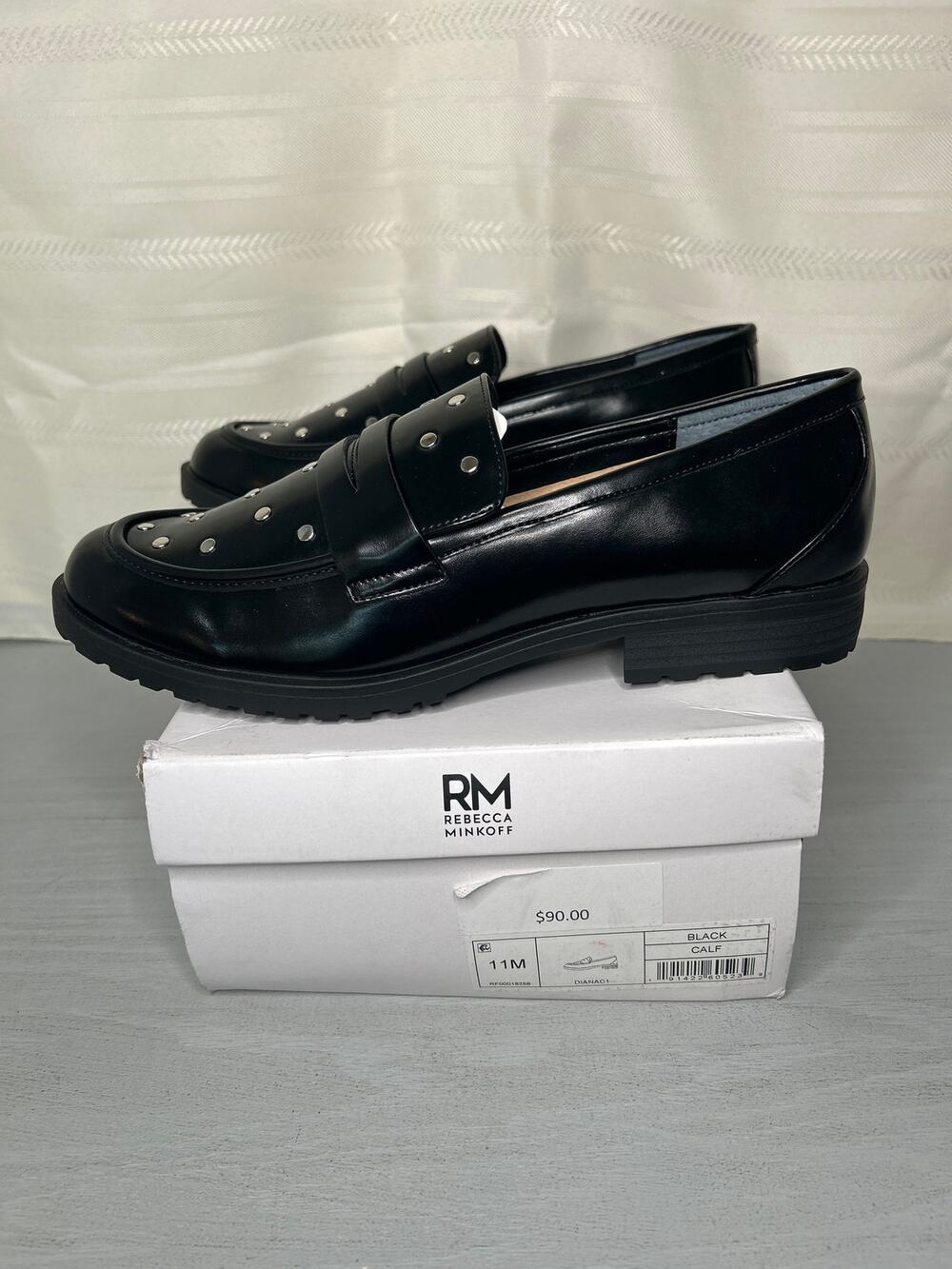 RM Rebecca Minkoff Diana Women's Black Moc Toe Loafer Slip-On Size 11 M